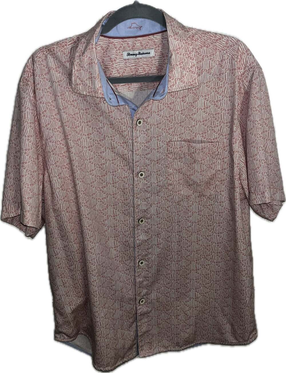 Tommy Bahama Island Zone Short Sleeve Shirt Pink Silk Blend